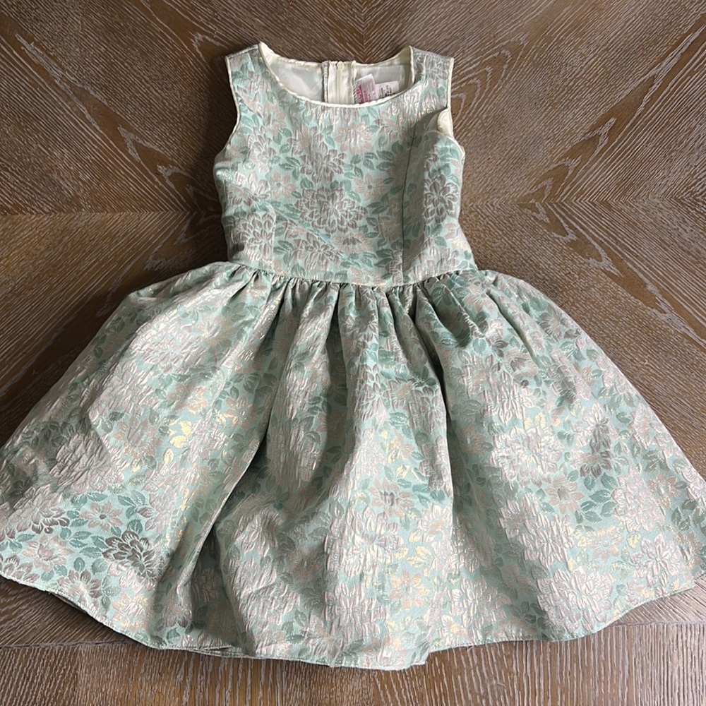 CINDERELLA COUTURE Green Gold Metallic Tulle Dress Up Dress 2